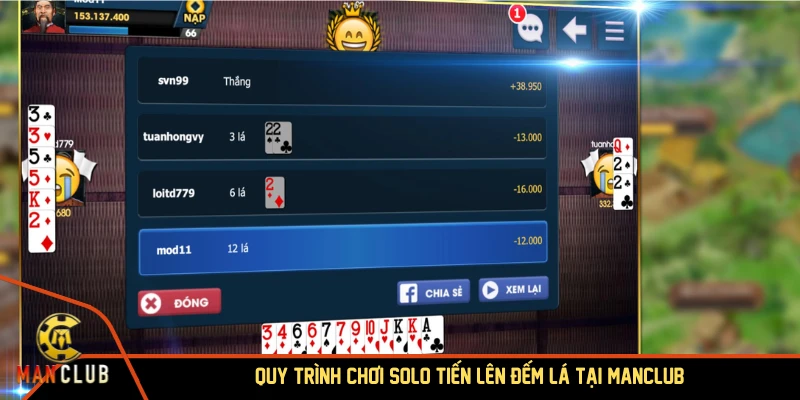 Quy trình chơi solo tiến lên đếm lá tại MANCLUB