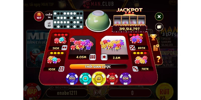 Tỷ lệ thưởng hấp dẫn trong game mini xóc đĩa